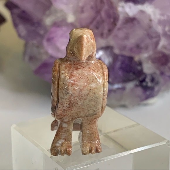 Miniature EAGLE Stone Carving Mini Figurine Steatite Soapstone Animal Figure 1.5 - Picture 7 of 13